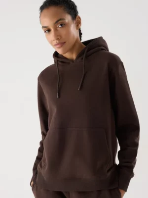 SUDADERA DEPORTIVA AFELPADA CON CAPUCHA MARRON