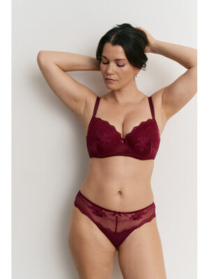 CONJUNTO SUJETADOR RELLENO CON BIKINI BURDEOS
